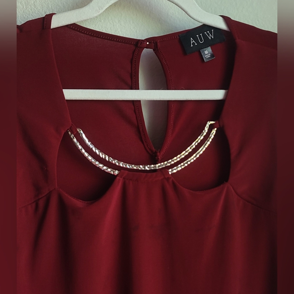 Auw - Women’s Maroon Sleeveless Blouse, Sz M View 6